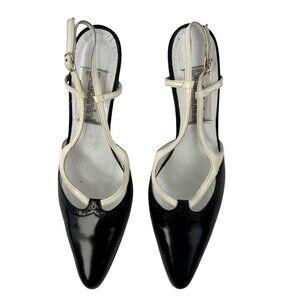 BALDININI Vintage Black & Off White Sandals Heels Styled in Italy Size 38.5